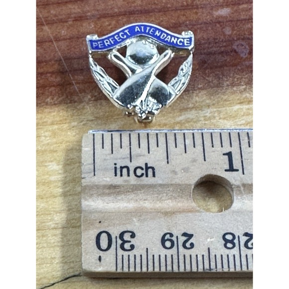 Cool Vintage Perfect Attendance Bowling Bowler Award Lapel‎ Pin Pinback - Picture 3 of 4